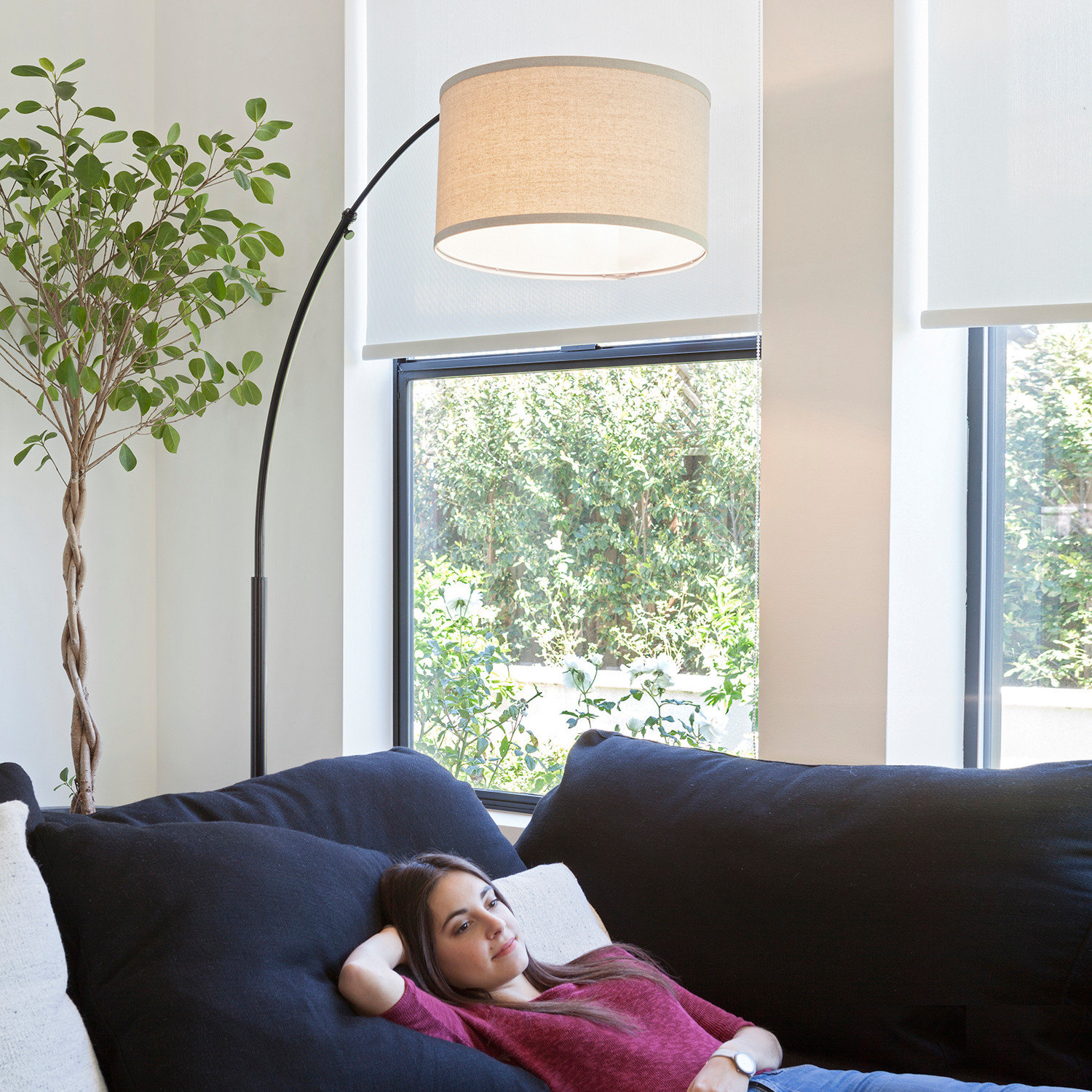 Brightech Logan - Contemporary Arc Floor Lamp w. Marble Base ...