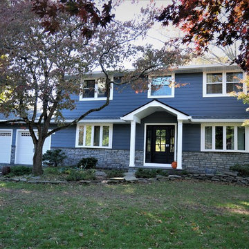 Evening Blue Fiber Cement Cedarmill Planks and Blue-Grey Stone in Doylestown, PA