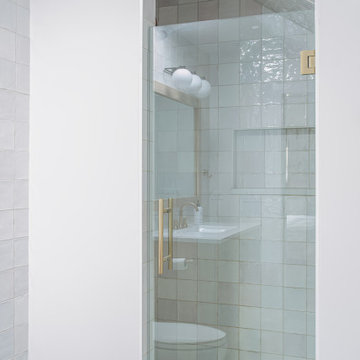 Scandinavian Shower Alcove with Handmade Zellige Tile | Arlington Heights, IL