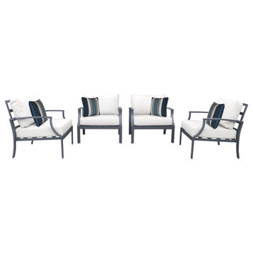 Lexington 4 Piece Outdoor Aluminum Patio Furniture Set 04g White