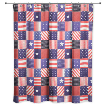 Stars and Stripes Quilt Pattern 71x74 Shower Curtain