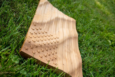 Waving American Flag Carved out of Hard Maple