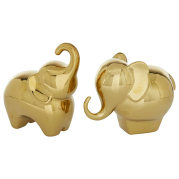 Contemporary Gold Porcelain Ceramic Sculpture Set 22428