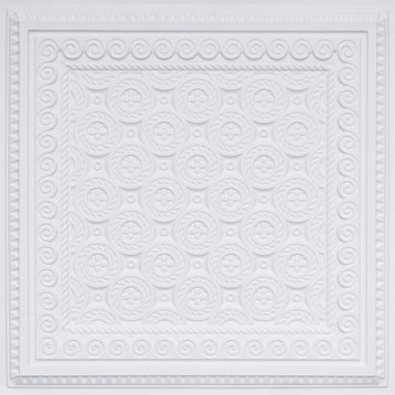 24"x24" D243 PVC White Matt PVC Faux Tin, Look Ceiling Tiles