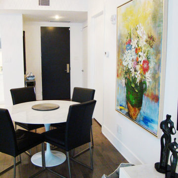 Open concept living and dining room in Old Montreal