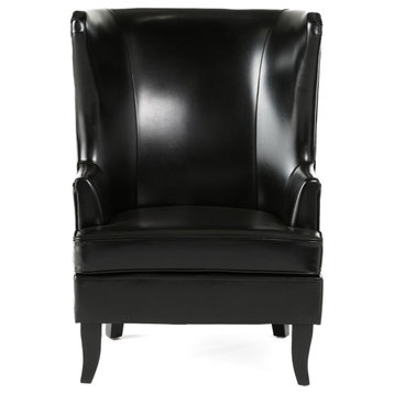 GDF Studio Jameson Tall Wingback Leather Club Chair, Black