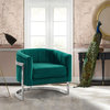 Kamila Accent Chair, Green Velvet and Brushed Stainless Steel Finish