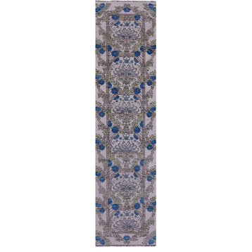 2' 6" X 9' 11" Runner William Morris Hand Knotted Wool Rug - Q15736