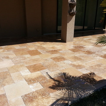 Noce Travertine French Pattern patio remodels
