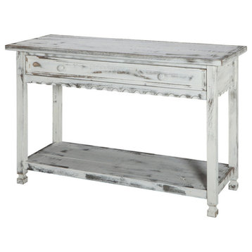 Country Cottage Media/Console Table, White Antique Finish