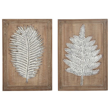 Contemporary Brown Wood Wall Decor Set 64333