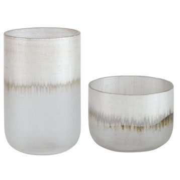 Frost Silver Drip Glass Vases, Set/2"