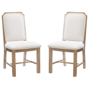 Linon Nissa Solid Beechwood Set of 2 Padded Back and Seat Side Chairs in Brown