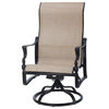 Bel Air Sling High Back Swivel Rocking Chairs, Set of 2, Midnight Gold/Baron Oak