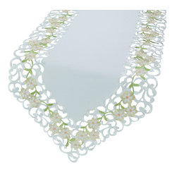 Xia Home Fashions - Spring Garden 15"x72" Embroidered Collection Cutwork Table Runner - Table Runners