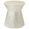 East at Main Rossville Off-White Wood and Capiz Round Accent Table