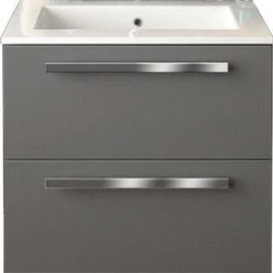 Italian 24 inch Modern Wall Mounted Bathroom Vanity Slate Glossy Finish - Bathroom Vanities And Sink Consoles