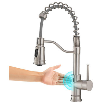 Touchless Kitchen Faucet, Arched Spout With Pull Down Sprayer, Brushed Nickel