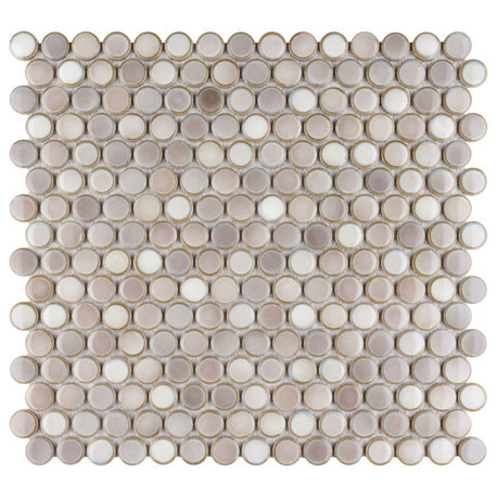 Hudson Penny Porcelain Mosaic Tile, Dove Grey