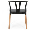 Victoria Modern Dining Chair With Beech Wood Legs, Set of 2, Black, Natural Wood Finish