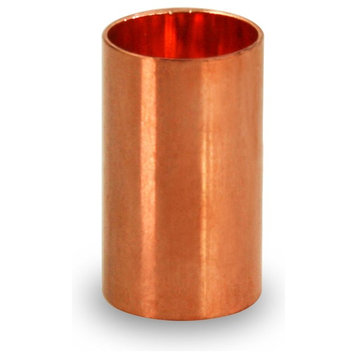 3/4" Nominal Pipe Diameter Straight Copper Coupling, Sweat Sockets and Tube Stop