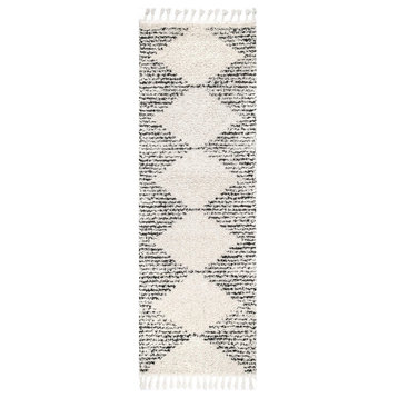 Nuloom Striped Shag Area Rug, Off White 2'6"x16'