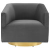 Twist Accent Lounge Performance Velvet Swivel Chair, Gold Charcoal