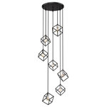 Z-Lite - Vertical Seven Light Pendant, Matte Black / Brushed Nickel - Energize the look and feel of your favorite room with this two-tone seven-light pendant. It features a matte black and brushed nickel finish with cube-shaped shades hanging at different heights for a dynamic look and feel that you'll love. It's the perfect addition to any dining room foyer living room or entertainment room.