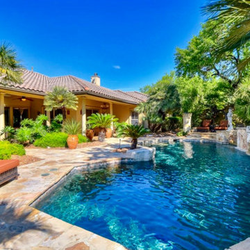 Natural Stone Geometric Pool with Grotto
