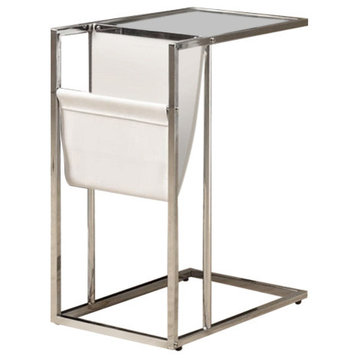 Atlin Designs Glass Top End Table with Magazine Rack in Chrome