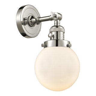 Franklin Restoration Beacon 1 Light Wall Sconce, Polished Nickel, Matte ...