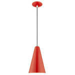 Livex Lighting - Livex Lighting 41175-72 Metal Shade - 7.38" One Light Mini Pendant - Featuring a clean and crisp modern look. This miniMetal Shade 7.38" On Shiny Red Shiny Red  *UL Approved: YES Energy Star Qualified: n/a ADA Certified: n/a  *Number of Lights: Lamp: 1-*Wattage:60w Medium Base bulb(s) *Bulb Included:No *Bulb Type:Medium Base *Finish Type:Shiny Red