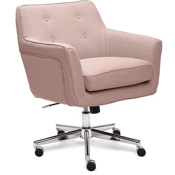 Contemporary Office Chair, Chrome Base & Padded Memory Foam Seat, Pink