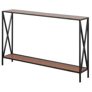 Convenience Concepts Tucson Console Table in Black Metal and Cherry Wood Finish