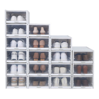 CozyBlock Stackable Shoe Box, Clear Shoe Storage Box, Shoe Drawer