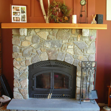 Fieldstone fireplace