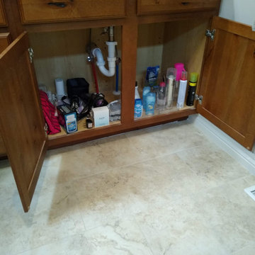Pull outs shelves under bathroom vanity sink