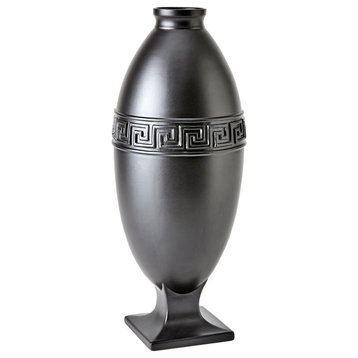 Greek Key Large Black Vase