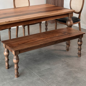 French Country Dining Table - Solid Walnut Farmhouse Kitchen Table