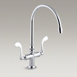 KOHLER Polished Chrome Essex&reg; Single-hole Kitchen Sink Faucet With 9" Gooseneck - Kitchen Faucets