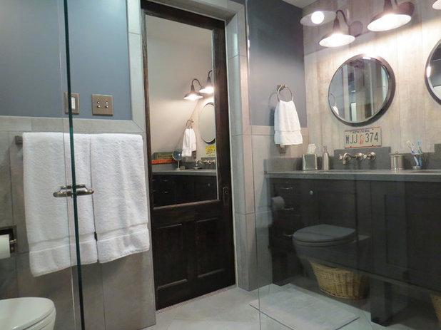 Industrial Bathroom by Robin Amorello, CKD CAPS - Atmoscaper Design