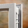 32"x80" 1 Lite Frosted Left-Hand Inswing Primed Fiberglass Door, 6-9/16"