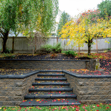 Backyard Retaining Wall with Steps