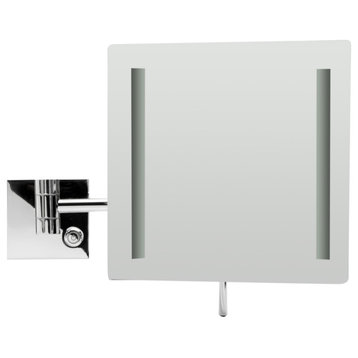 ALFI brand ABM8WLED-PC Polished Chrome Wall Mount Square 8" Mirror w/ Light
