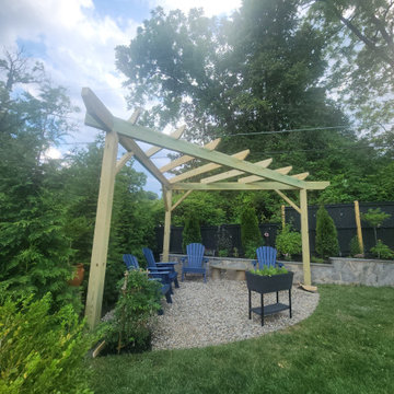 Modern Pressure-Treated Wood Pergola Installation
