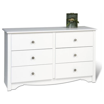 Prepac Monterey White Condo Sized 6 Drawer Double Dresser