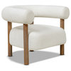 Fuji 37" Mid Century Modern Barrel Accent Arm Chair, Ivory White Boucle