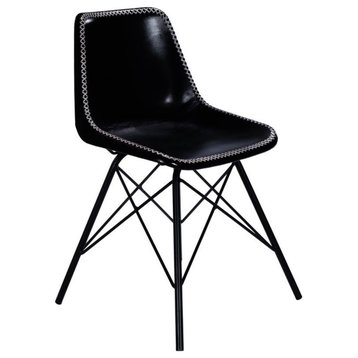 Butler Specialty Inland Leather Side Chair in Black