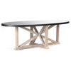 Albertine Zinc Top Solid White Washed Wood Dining Table