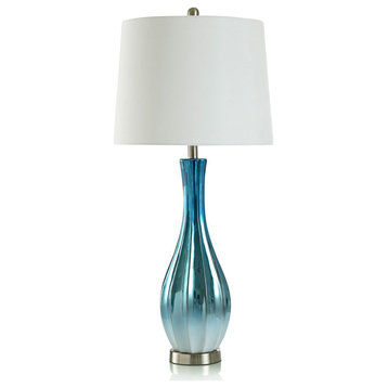 Reflective Blue Table Lamp Ombre Reflective Blue Painted Ceramic Body White